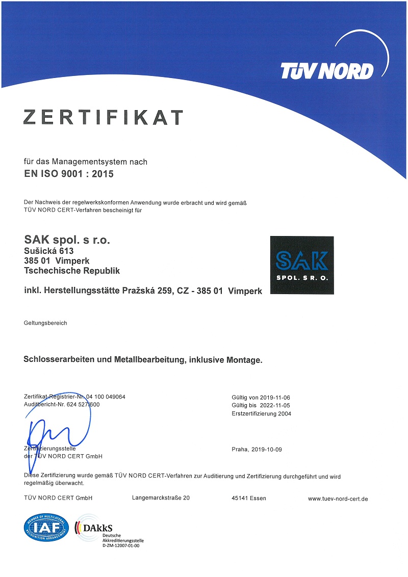 Certifikát EN ISO 9001:2008 DE jpg